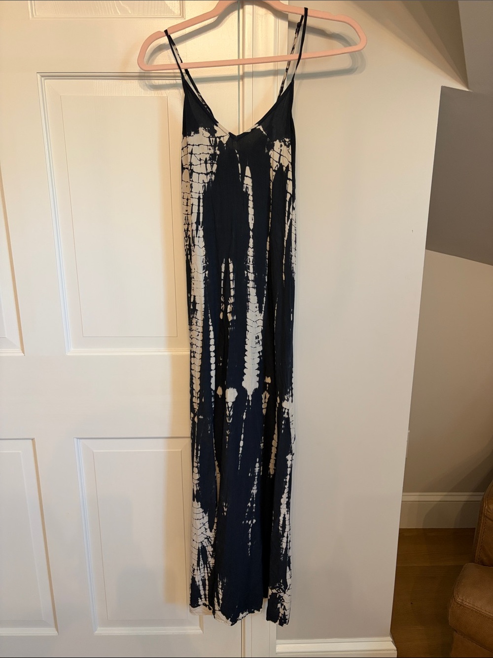 Black and Taupe Tie-Dye Maxi Slip Dress
